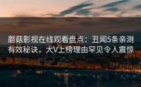 蘑菇影视在线观看盘点：丑闻5条亲测有效秘诀，大V上榜理由罕见令人震惊