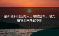 最新黑料网业内人士爆出猛料，曝光细节全网热议不断
