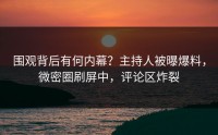 围观背后有何内幕？主持人被曝爆料，微密圈刷屏中，评论区炸裂