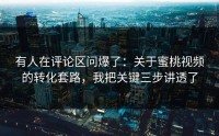 有人在评论区问爆了：关于蜜桃视频的转化套路，我把关键三步讲透了