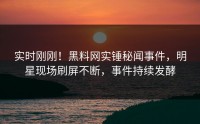 实时刚刚！黑料网实锤秘闻事件，明星现场刷屏不断，事件持续发酵
