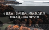 今晨直击！海角圈内人曝光整点视频，刷屏不断，网友直呼过瘾