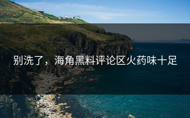 别洗了，海角黑料评论区火药味十足