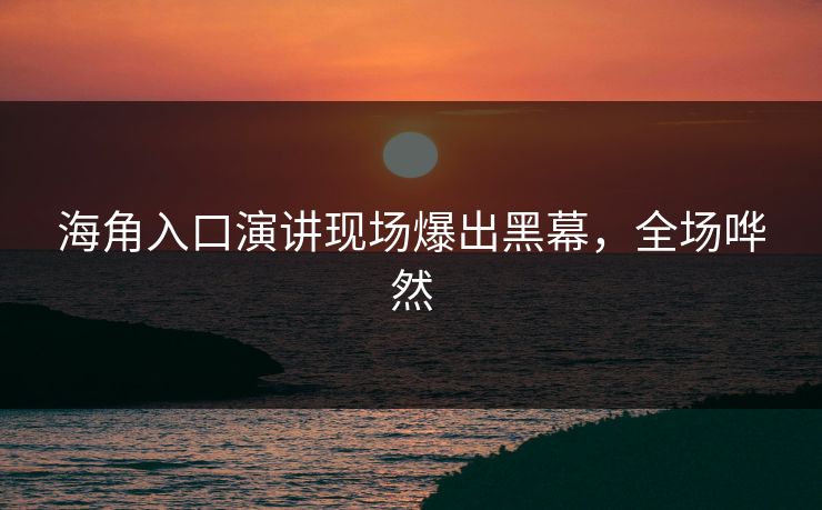 海角入口演讲现场爆出黑幕，全场哗然