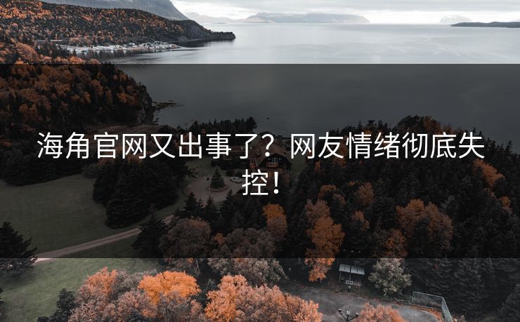 海角官网又出事了？网友情绪彻底失控！