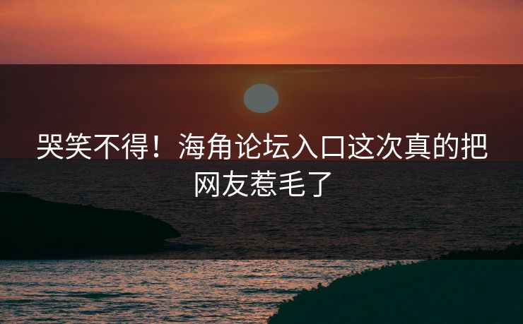 哭笑不得！海角论坛入口这次真的把网友惹毛了