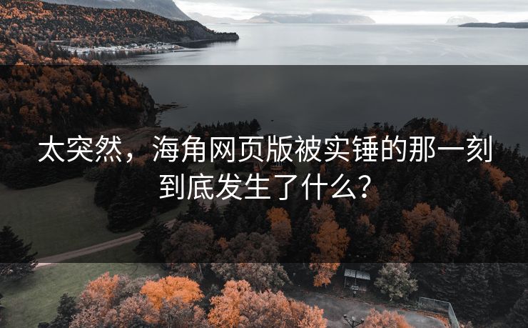 太突然，海角网页版被实锤的那一刻到底发生了什么？