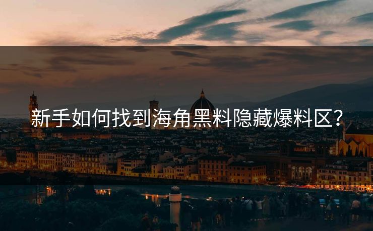 新手如何找到海角黑料隐藏爆料区？