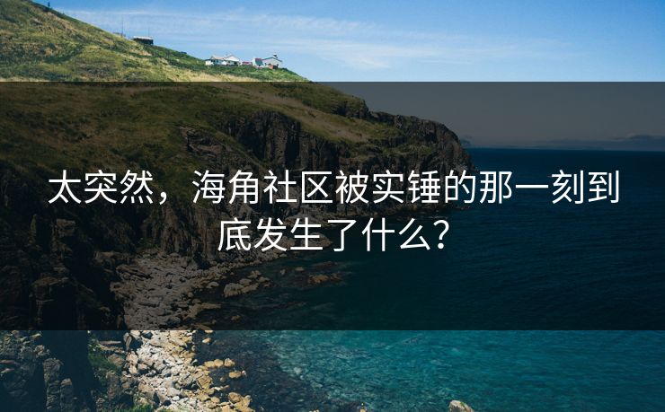 太突然，海角社区被实锤的那一刻到底发生了什么？