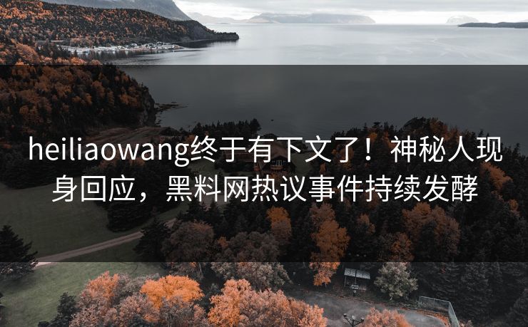 heiliaowang终于有下文了！神秘人现身回应，黑料网热议事件持续发酵